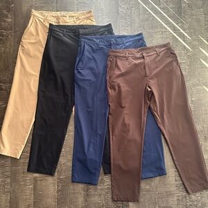 LOT OF 4 Fabletics Men’s The Don 5-Pocket Pant (Tan, Black, Blue, Brown / 35x32)